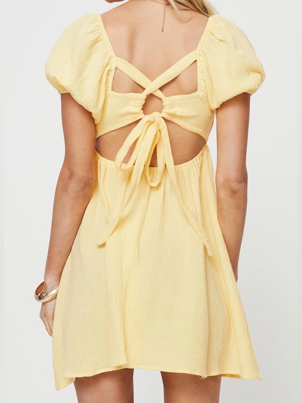 Princess Polly Womens 8 Yellow Let’s Dance Mini Dress Boho Summer Cotton Beach - Picture 2 of 16